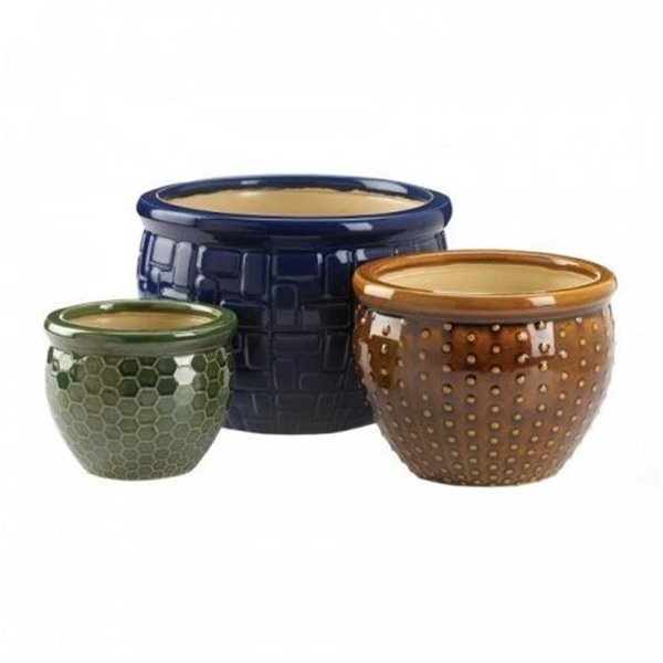 Summerfield Terrace Summerfield Terrace 10019061 Designer Trio Ceramic Plant Pots; Blue 10019061